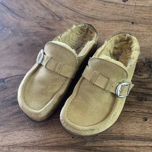 Birkenstock Buckley Shearling Mule Clog 36 Narrow 5-5.5 - light olive green